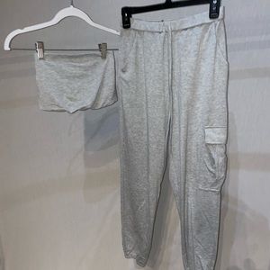 Gray sweat suit